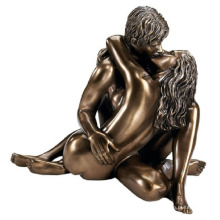 High polish bronze copper man girls naked sexy action figure sculpture for garden decoration